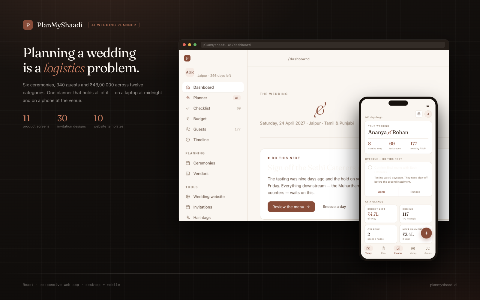 PlanMyShaadi.ai — product screenshot